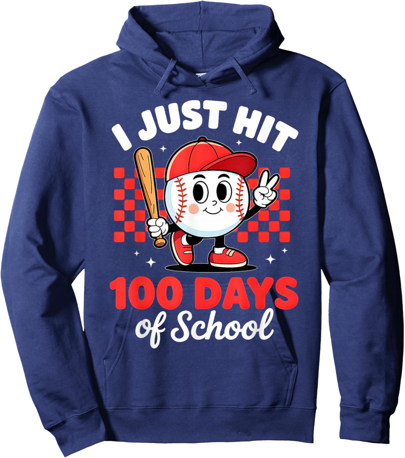 I Just Hit 100 Days of School Baseball 100th Day Boys Kids Hoodie - Hoodie | Navy