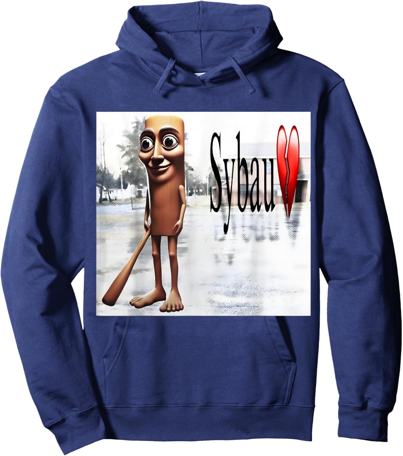 Tung Tung Tung Sahur SYBAU Funny Italian Brainrot Silly Hoodie - Hoodie | Navy