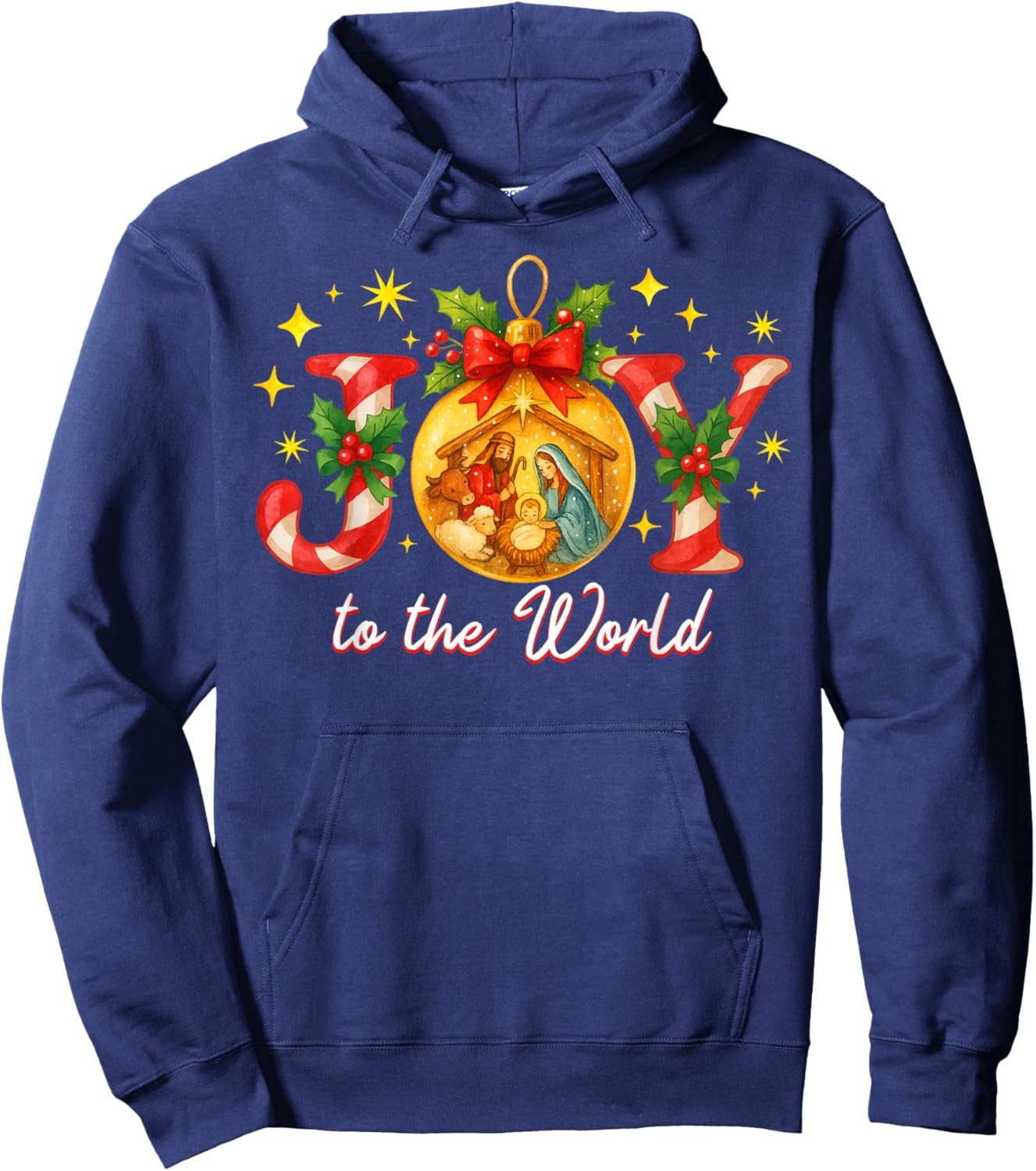 Joy to The World Christmas Christian Nativity Hoodie - Hoodie | Navy