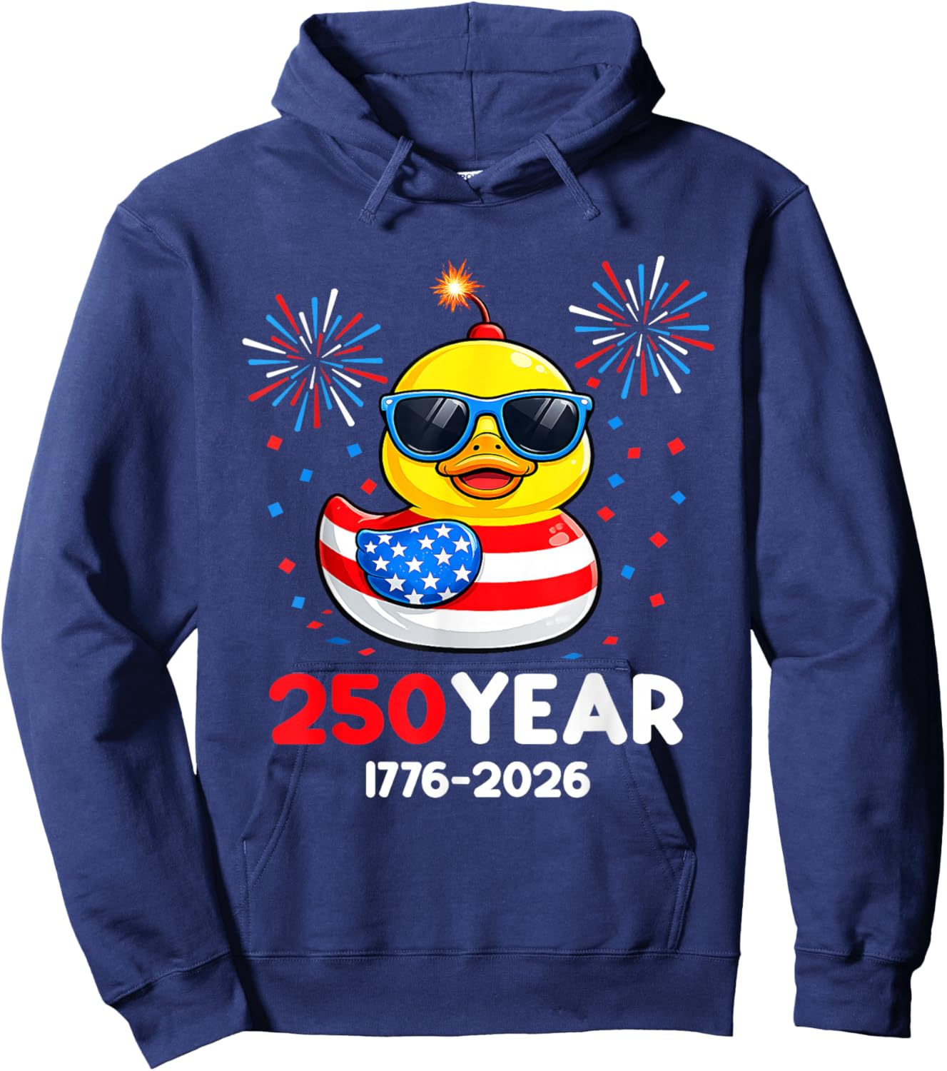 250 Years American 1776 2026 250th 4th July Duck Patriotic Hoodie - Hoodie | Navy