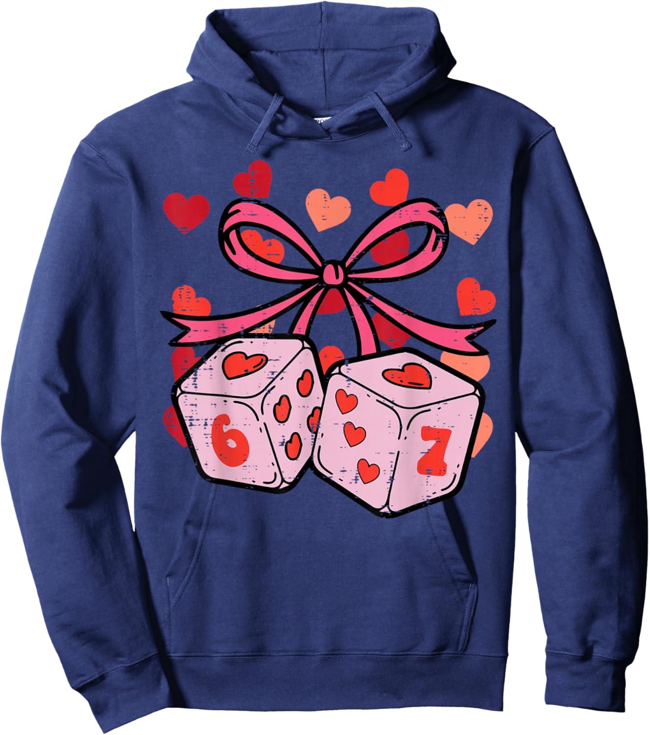 Valentines Day Dices 6 7 Funny 67 Meme Kids Boys Youth Hoodie - Hoodie | Navy