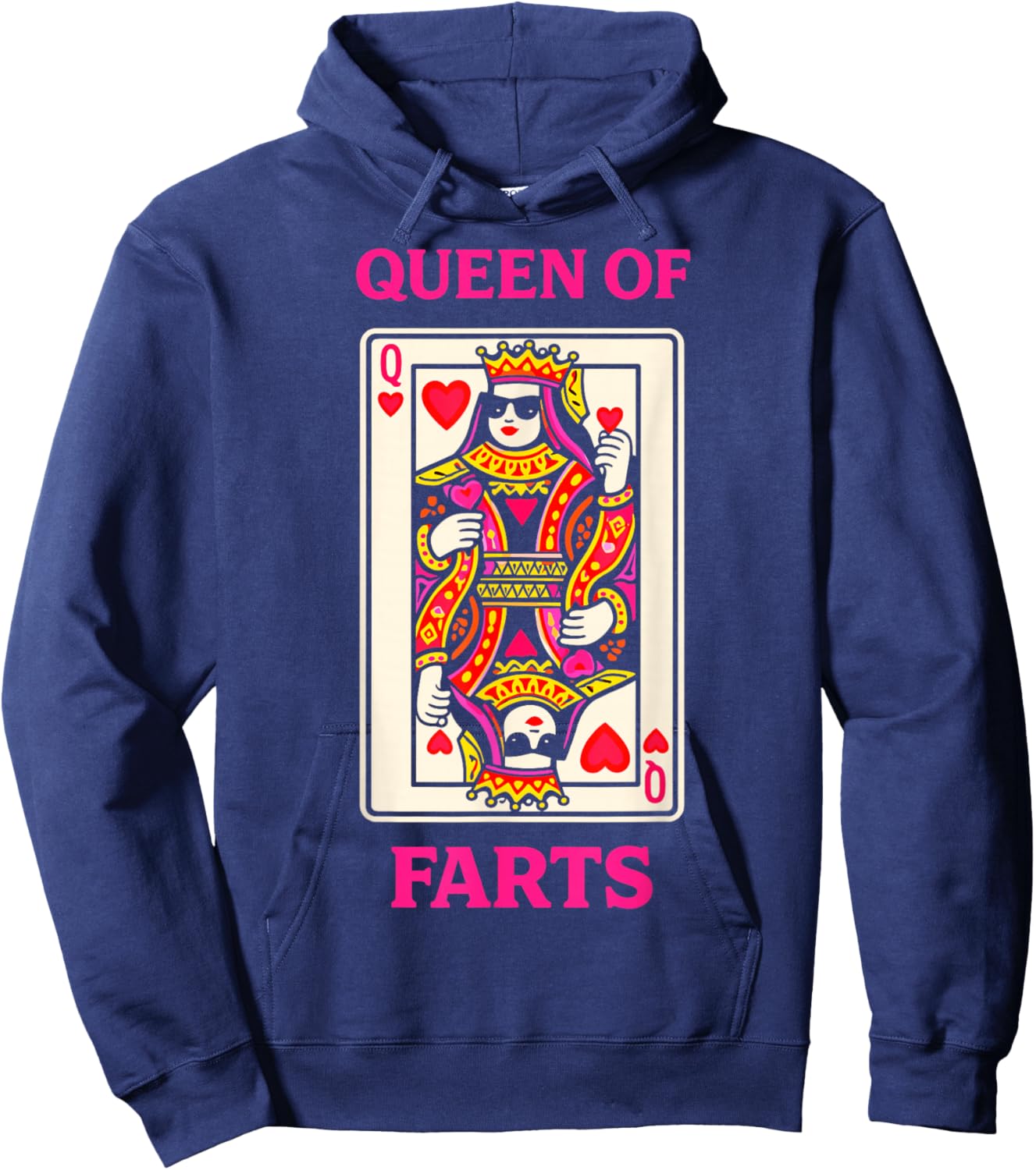 Queen of Farts Funny Poker Playing Card Humor Hoodie - Hoodie | Navy