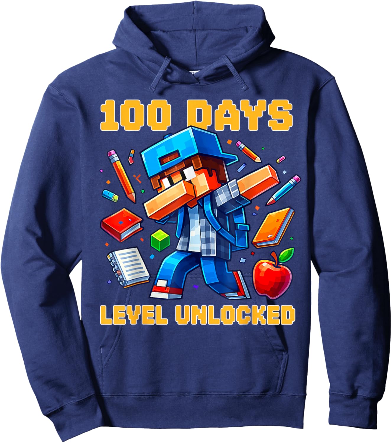 100 Days Level Unlocked Gaming 100 Days of School Boys Gamer Hoodie - Hoodie | Navy