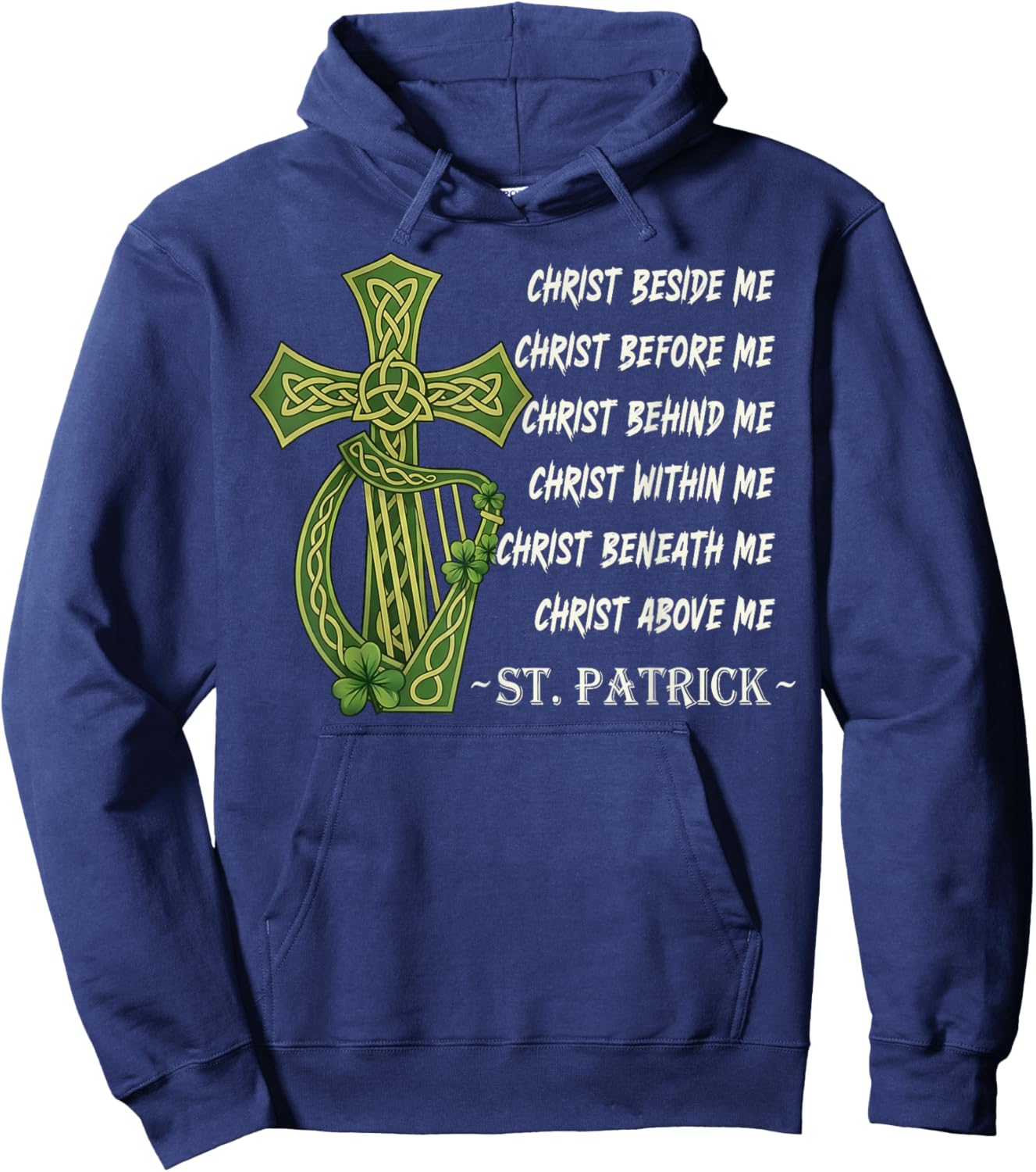 Religious Christian Celtic Cross Harp Christ St Patricks Day Hoodie - Hoodie | Navy
