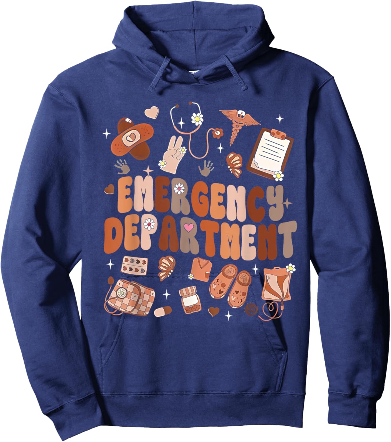 ER Nurse Black History Month Emergency Department Afro Nurse Hoodie - Hoodie | Navy