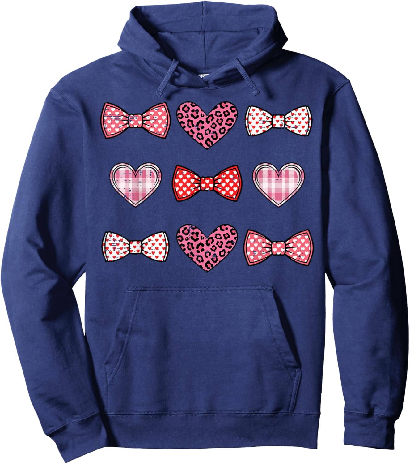Valentines Day Coquette Bows Hearts Girls Boys Kids Women Hoodie - Hoodie | Navy