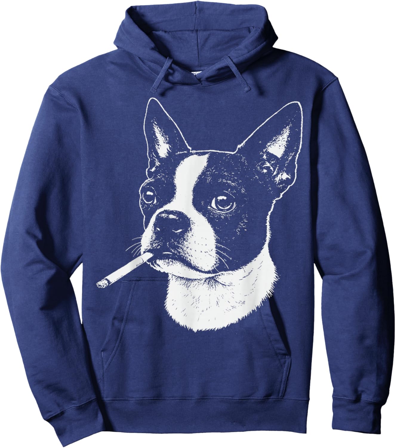 Boston Terrier Meme Funny Dog Smoking Cigarette Hoodie - Hoodie | Navy