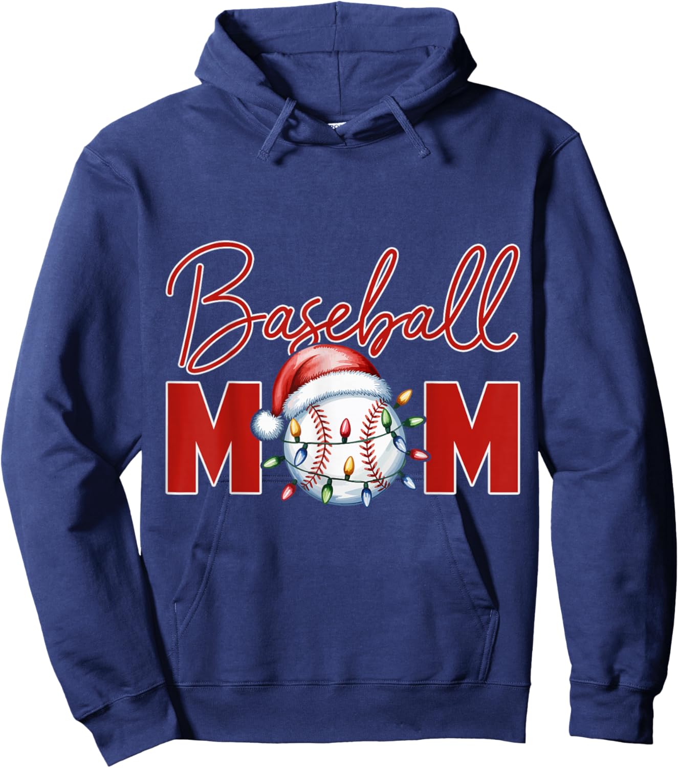 Baseball Mom Christmas Ballgame Sport Mommy Santa Hat Xmas Hoodie - Hoodie | Navy