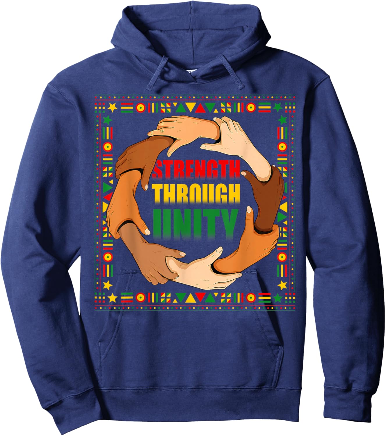 Strength Through Unity Black History Month Hands Hoodie - Hoodie | Navy