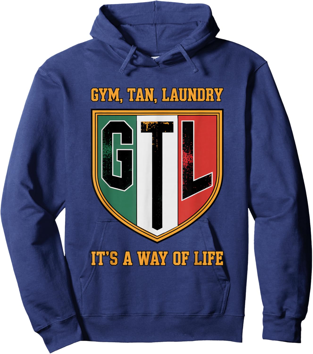 Gym Tan Laundry GTL New Jersey Garden NJ Shore Italian Flag Hoodie - Hoodie | Navy