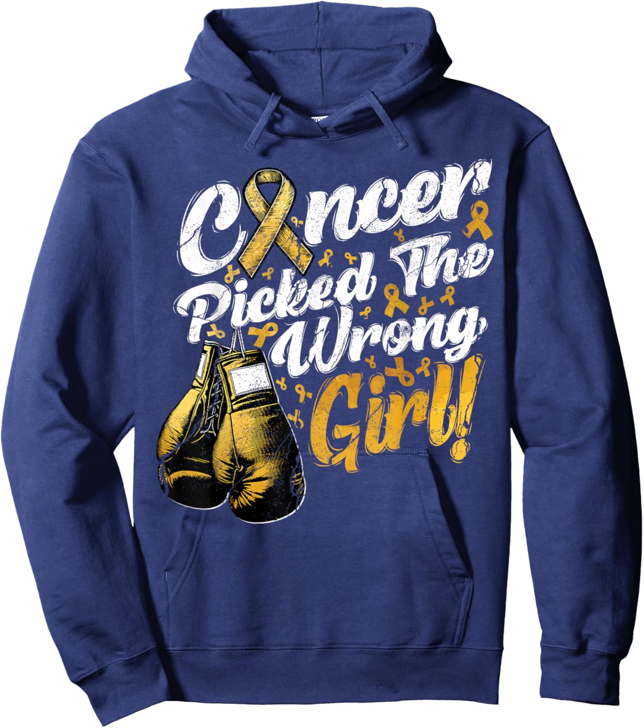 Childhood Cancer Picked The Wrong Girl Awareness Support Hoodie - Hoodie | Navy