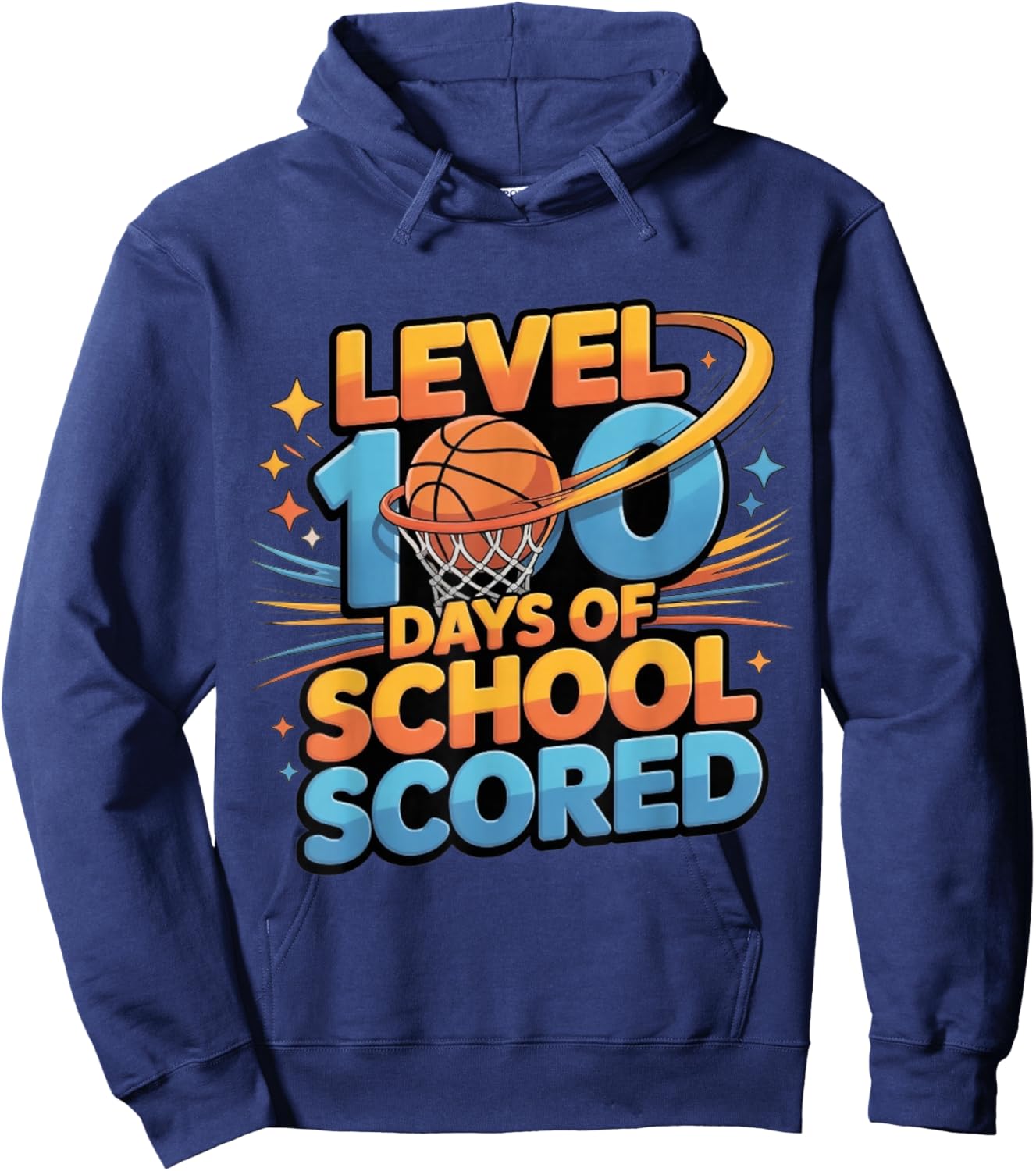 100 Days of School Basketball Boys Kids Scored Outfit Hoodie - Hoodie | Navy