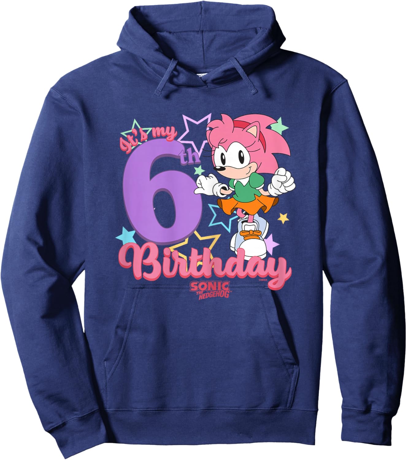 Sonic The Hedgehog It's My 6th Birthday Amy Rose Vintage Art Hoodie - Hoodie | Navy
