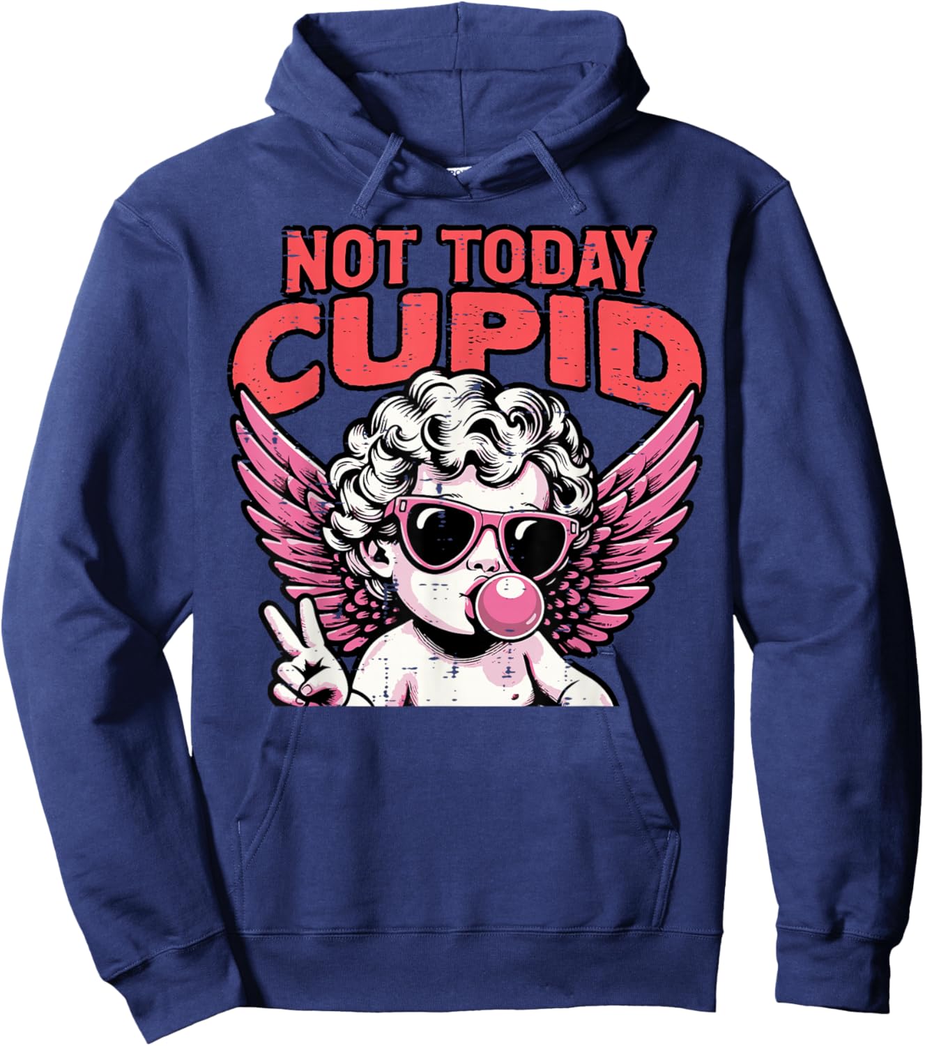 Anti Valentines Day Not Today Cupid Funny Humor Women Men Hoodie - Hoodie | Navy