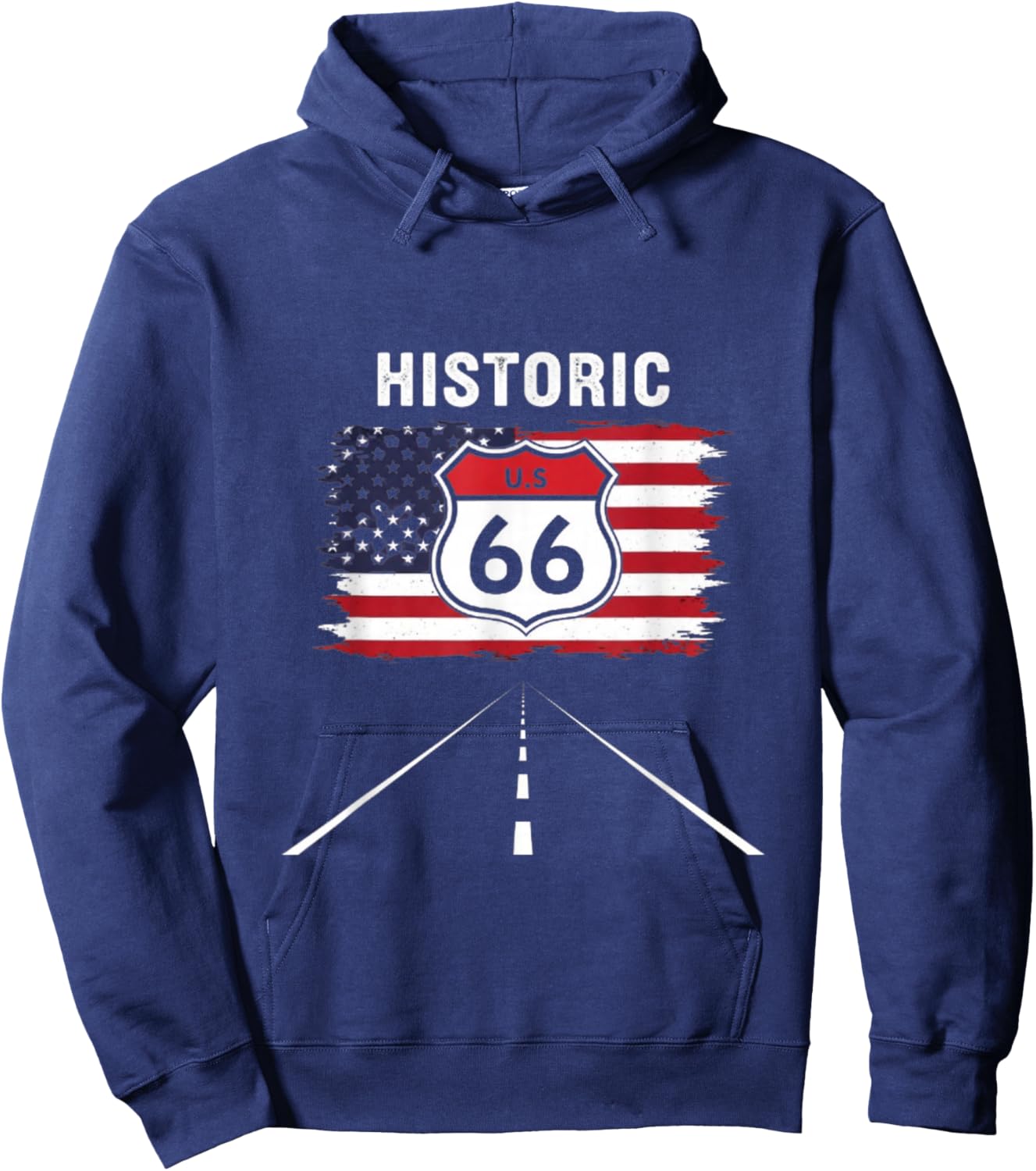 Historic U.S.A. 66 Highway Vintage America Road Hoodie - Hoodie | Navy