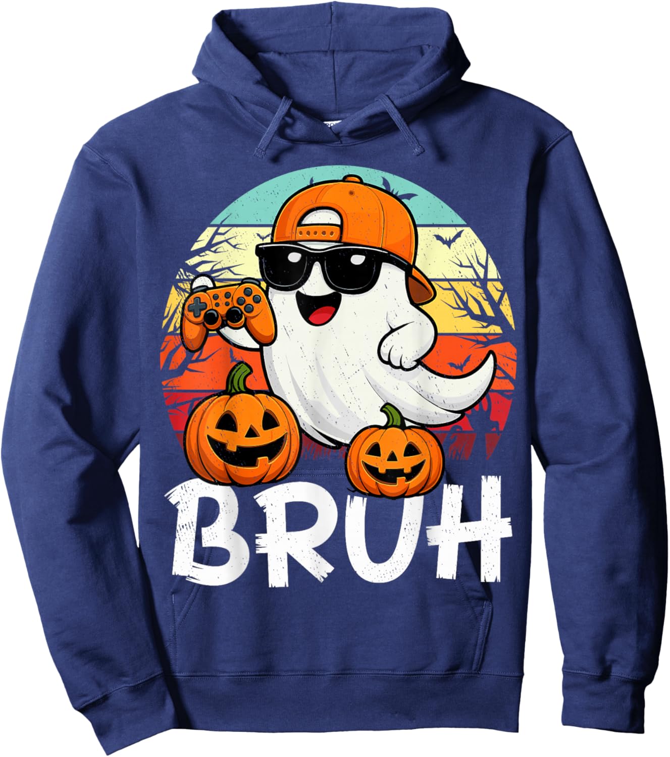Halloween Ghost Gamer Bruh Video Gaming Halloween Ghosts Hoodie - Hoodie | Navy