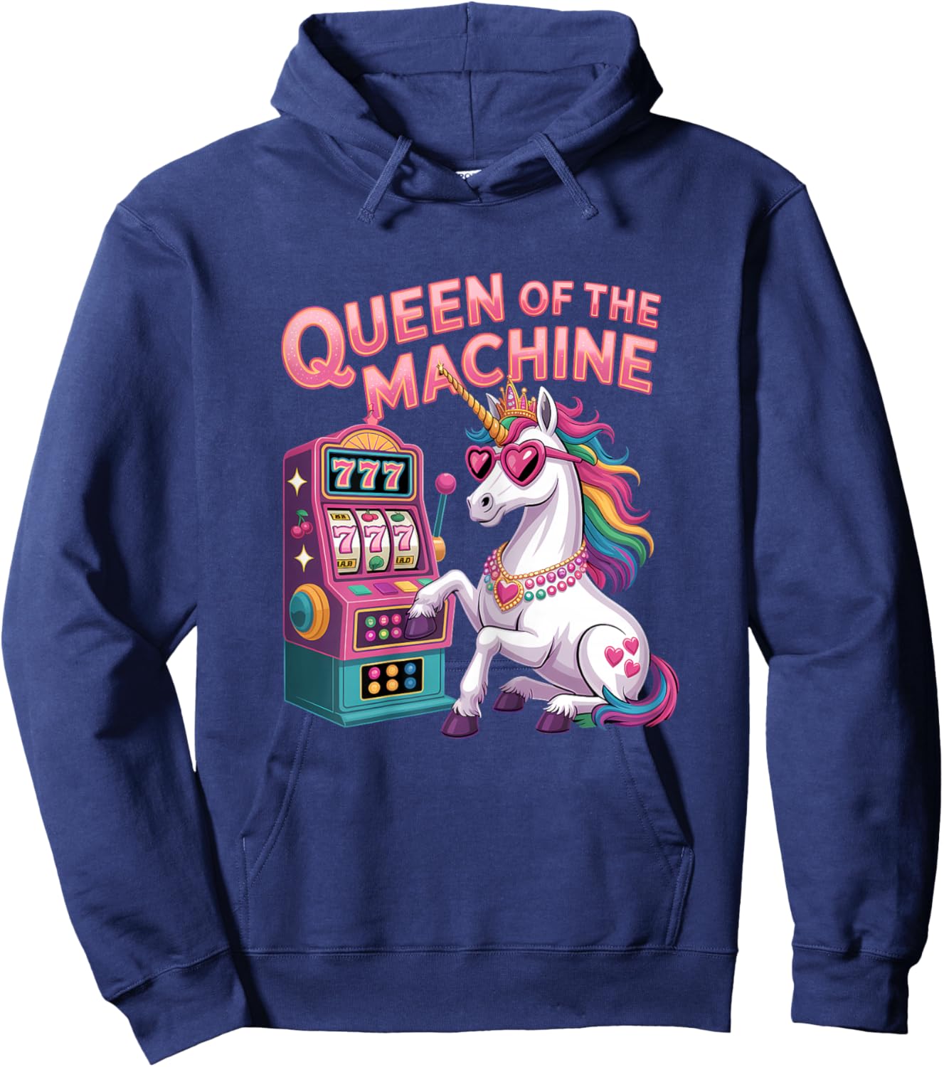 Cute Slot Machine Queen Casino Gambling Poker Player Hoodie - Hoodie | Navy