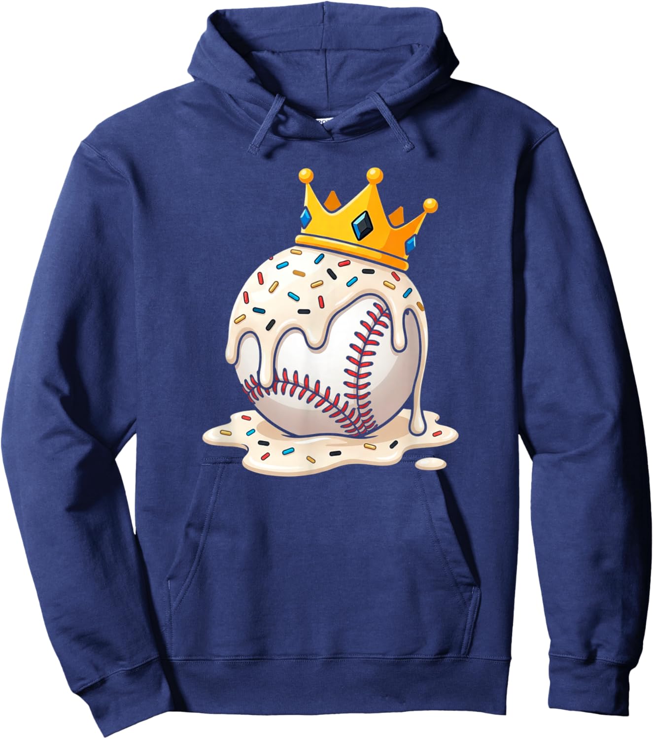 Baseball Drip Ice Cream Crown Melt Graphic Hoodie - Hoodie | Navy