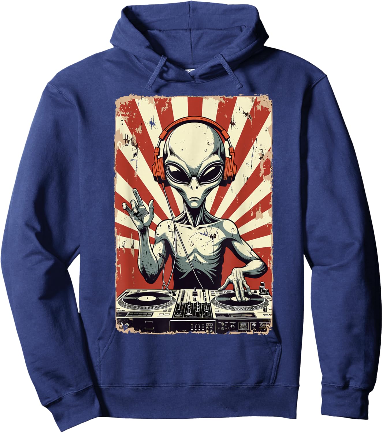 Alien EDM Electronic Music DJ Funny Space Area 51 Rave UFO Hoodie - Hoodie | Navy