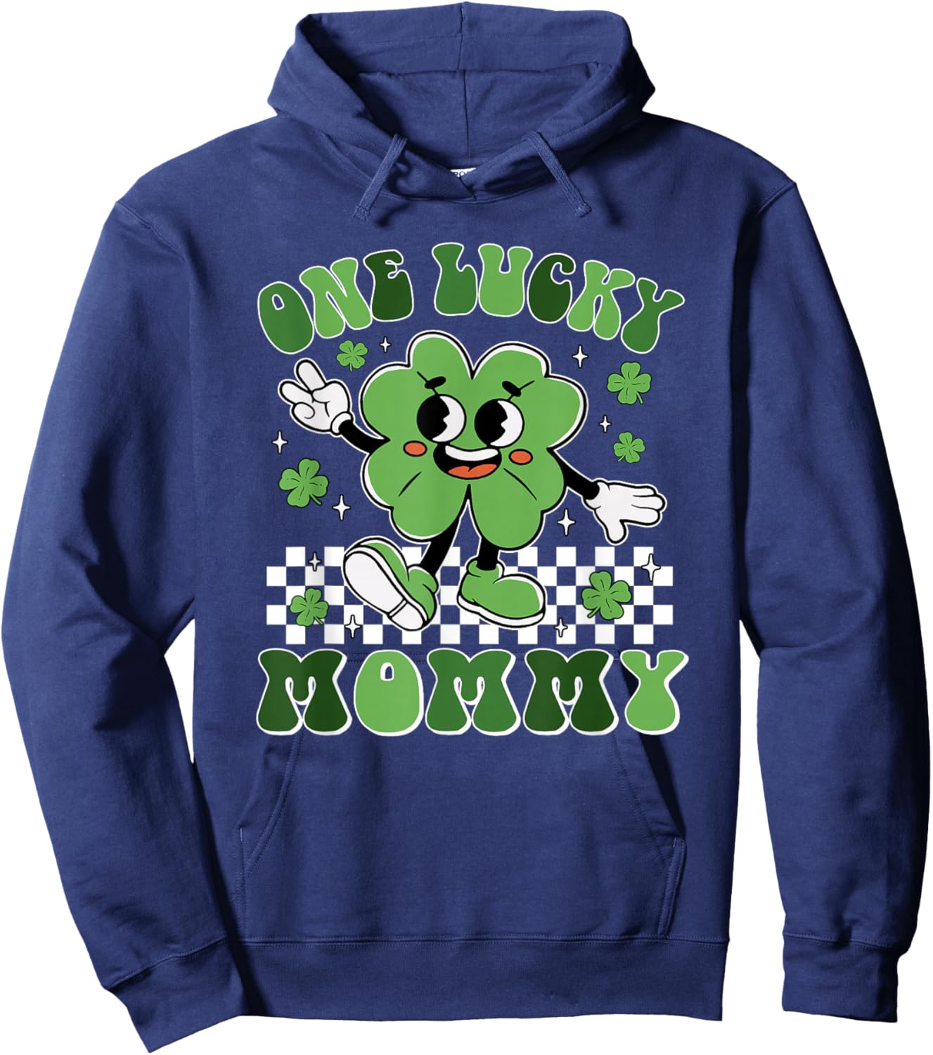 St Patricks Day Family Matching Groovy One Lucky Mommy Hoodie - Hoodie | Navy