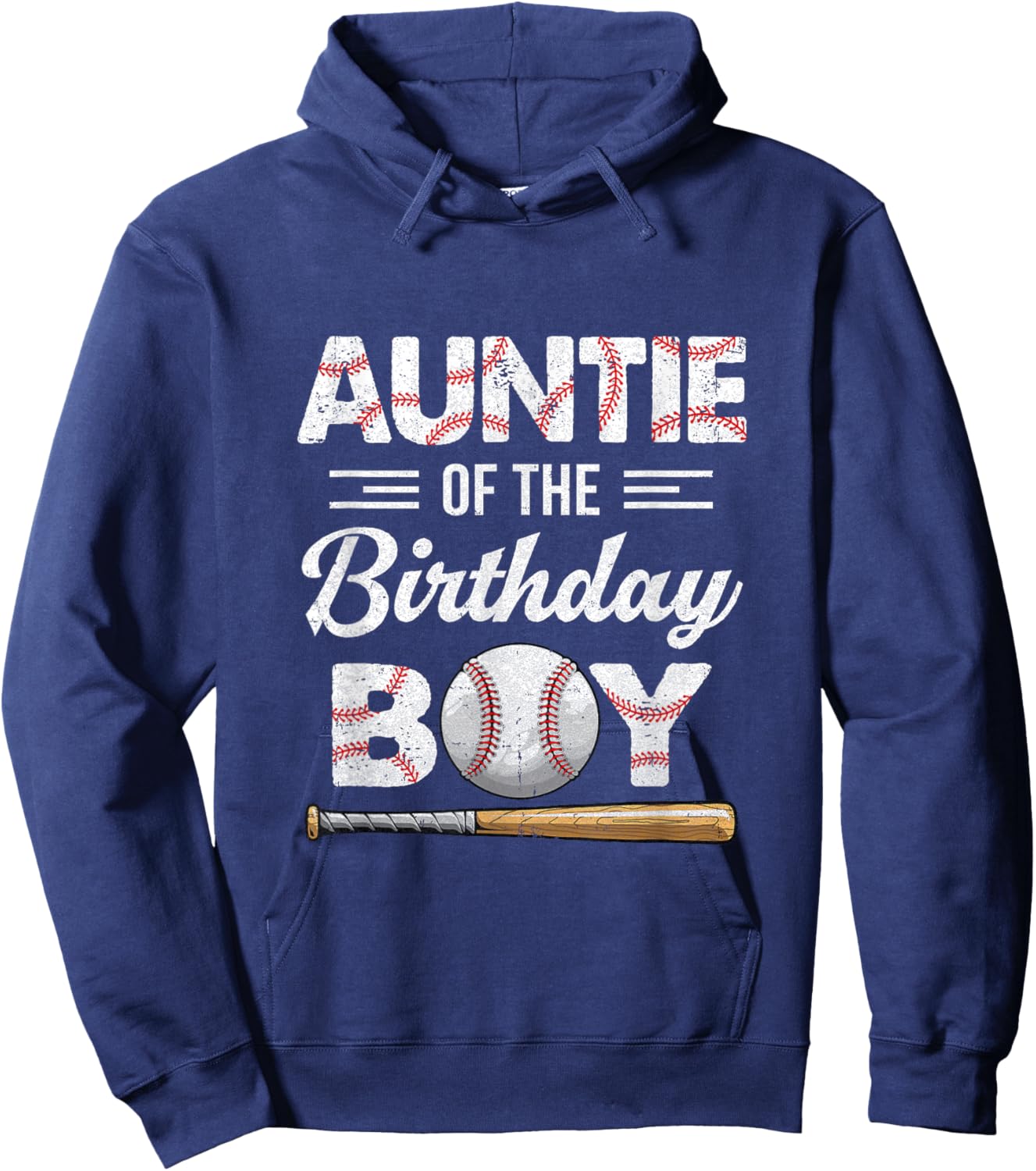 Auntie of The Birthday Boy Baseball Matching Family Hoodie - Hoodie | Navy