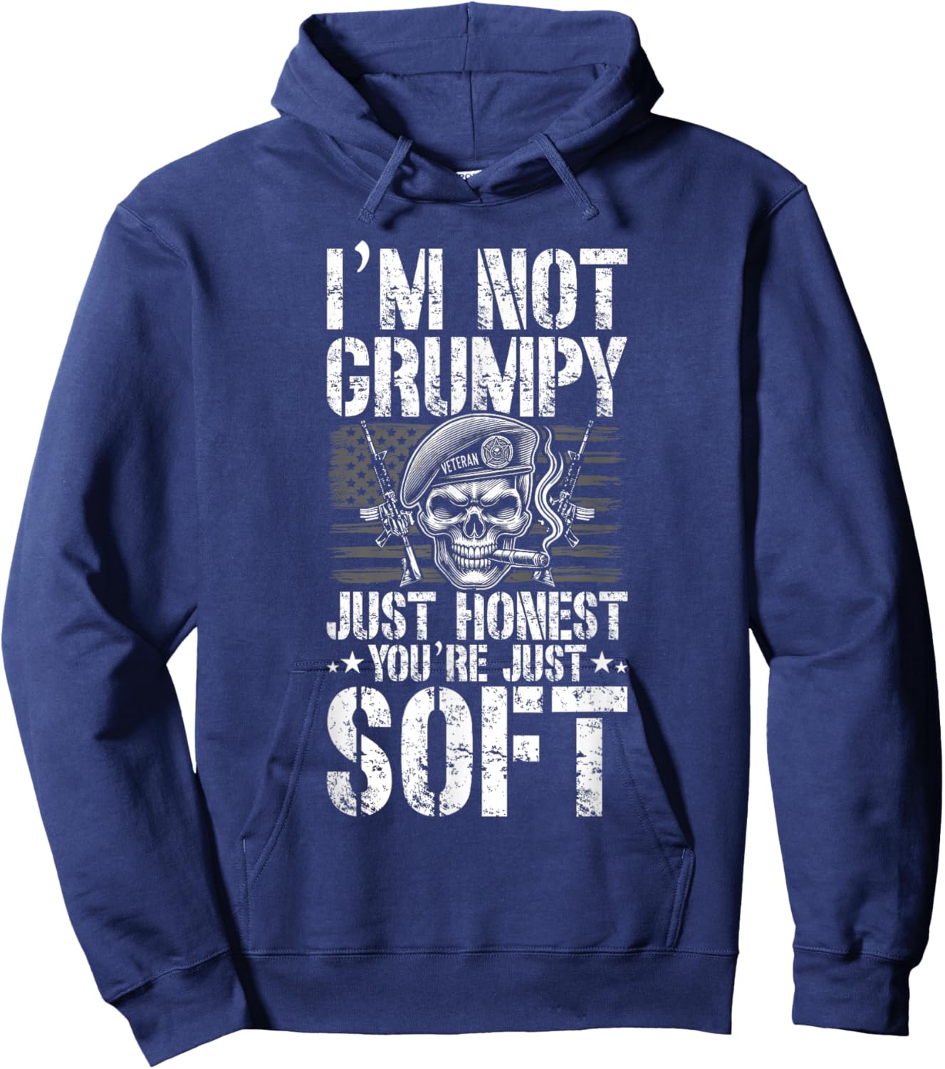 Grumpy Old Veteran us Flag Vet Disgruntled Veteran Hoodie - Hoodie | Navy