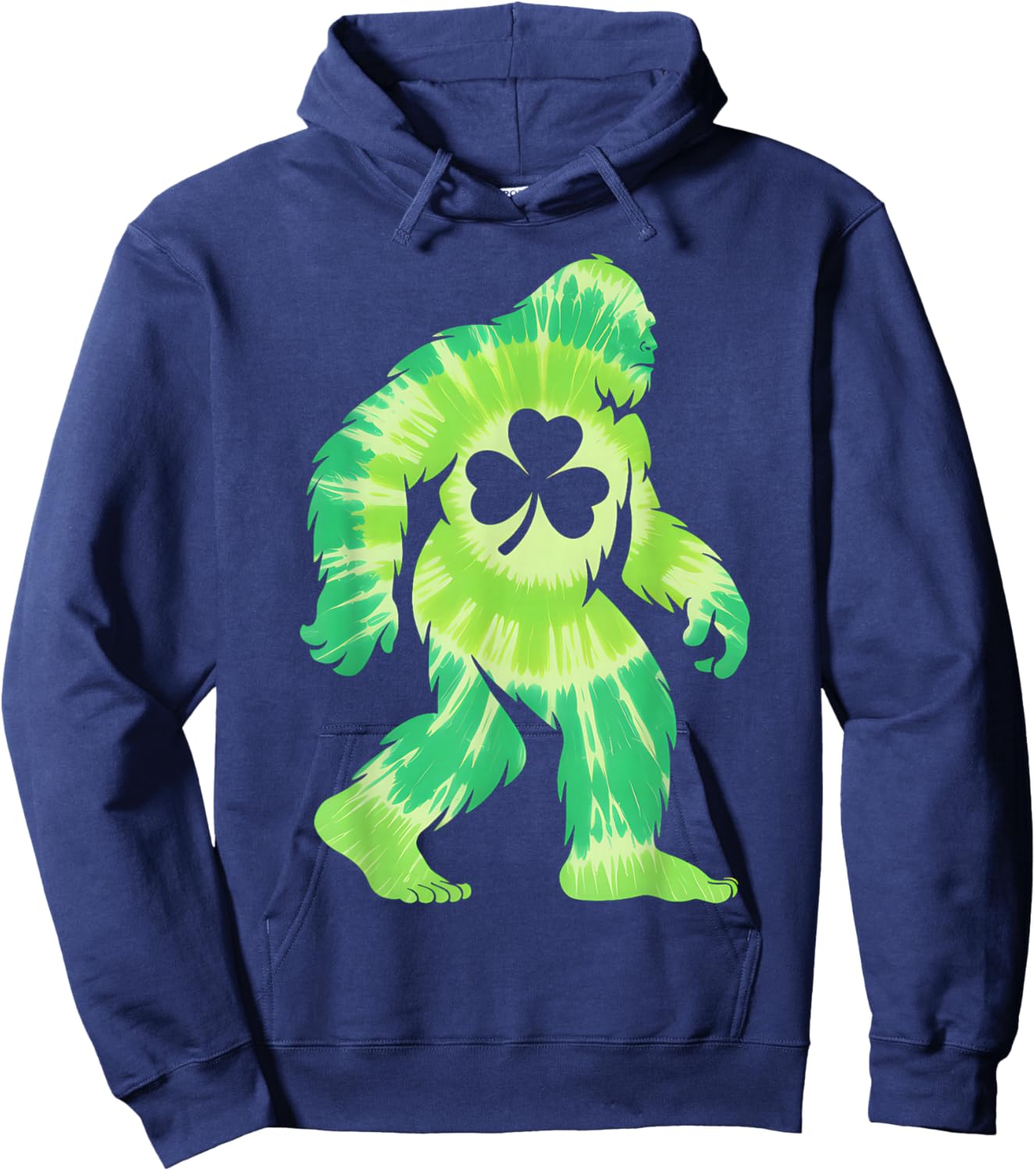 St Patricks Day Tie Dye Bigfoot Sasquatch Shamrock Irish Hoodie - Hoodie | Navy