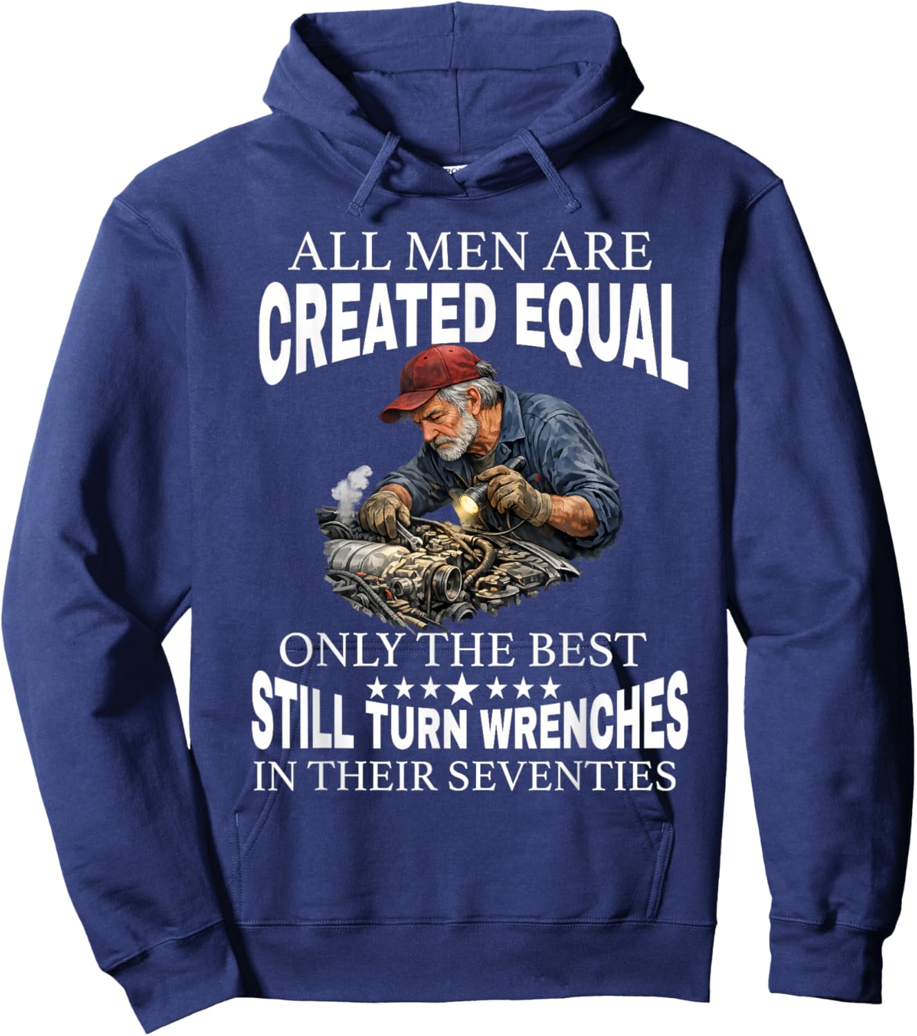 All Men are Created Equal The Best Turn Wrenches Seventies Hoodie - Hoodie | Navy