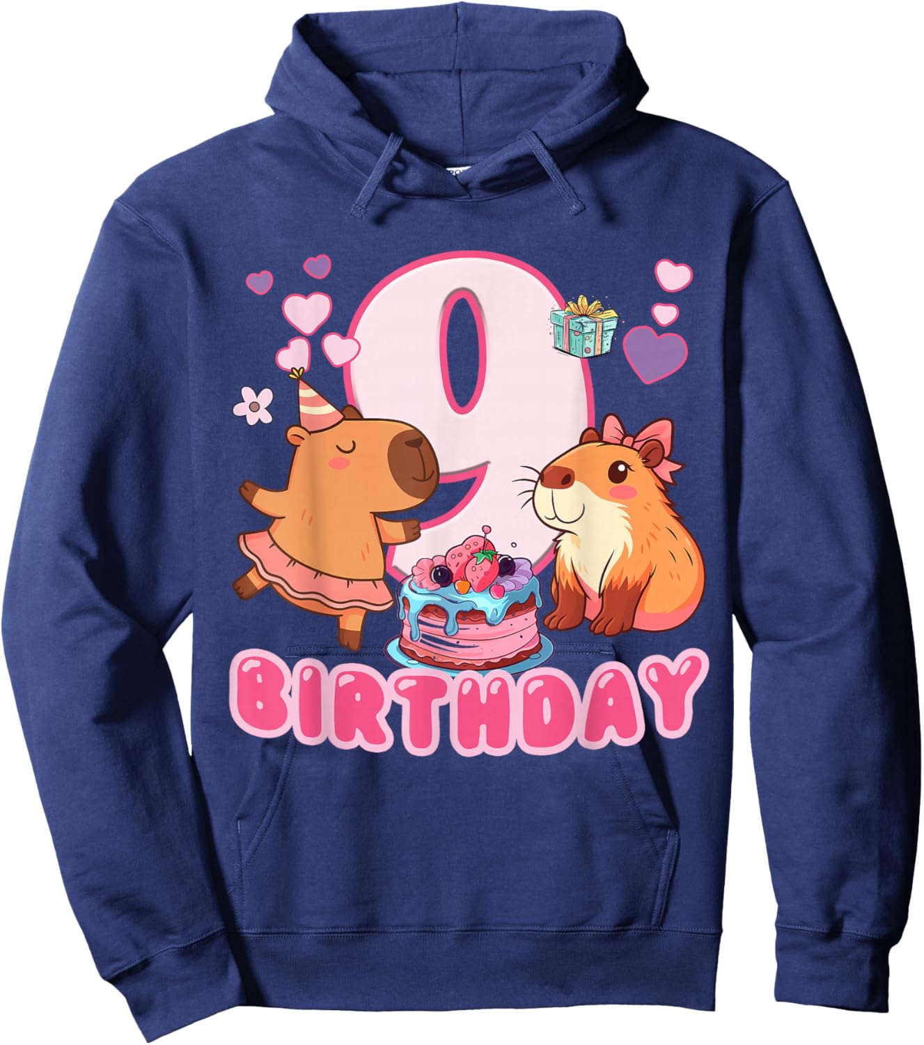 I'm 9 Year Old Capy Birthday to Me 9th Birthday Capybara Hoodie - Hoodie | Navy