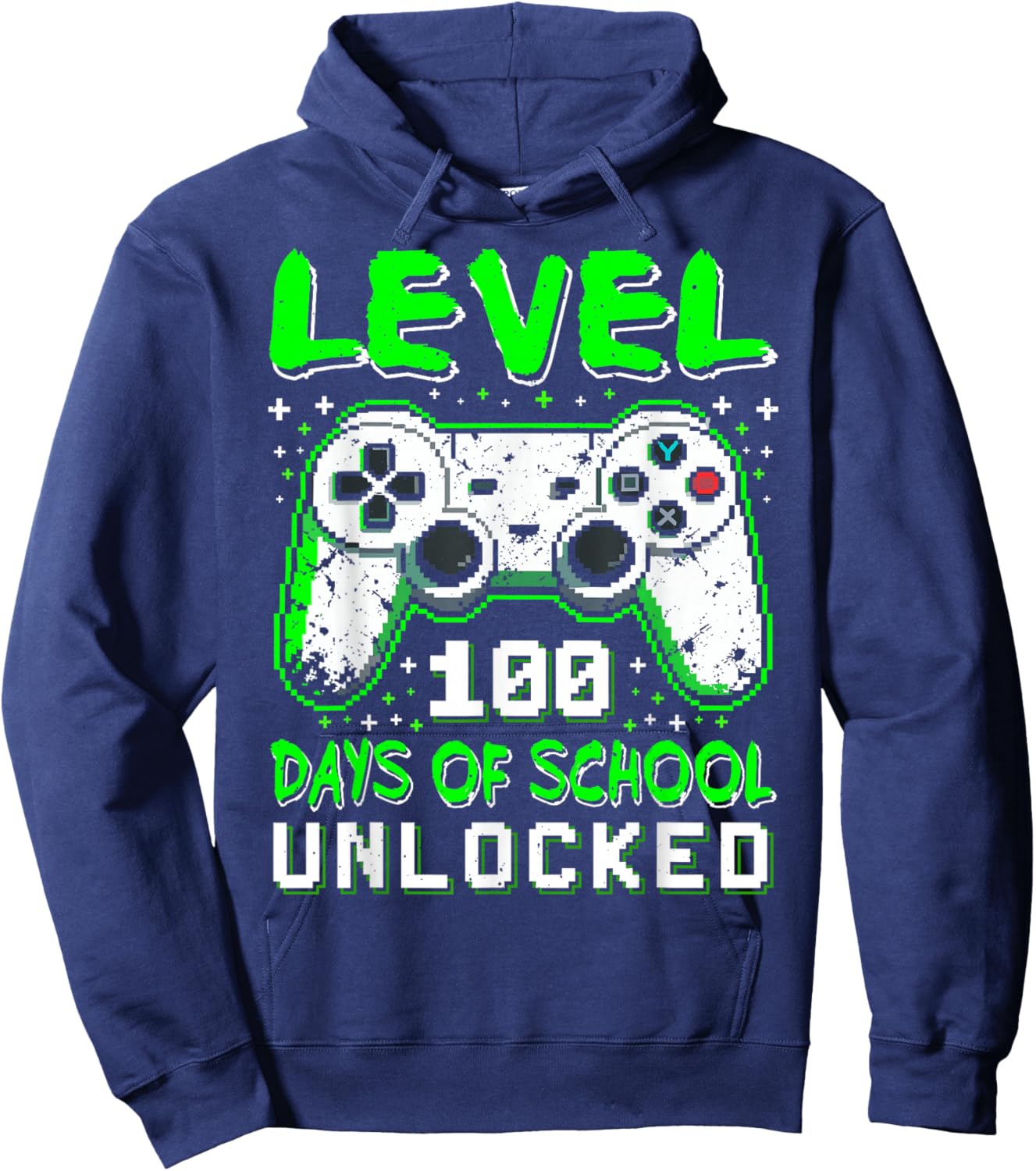 Level 100 Days of School Unlocked Boys 100th Day of School Hoodie - Hoodie | Navy