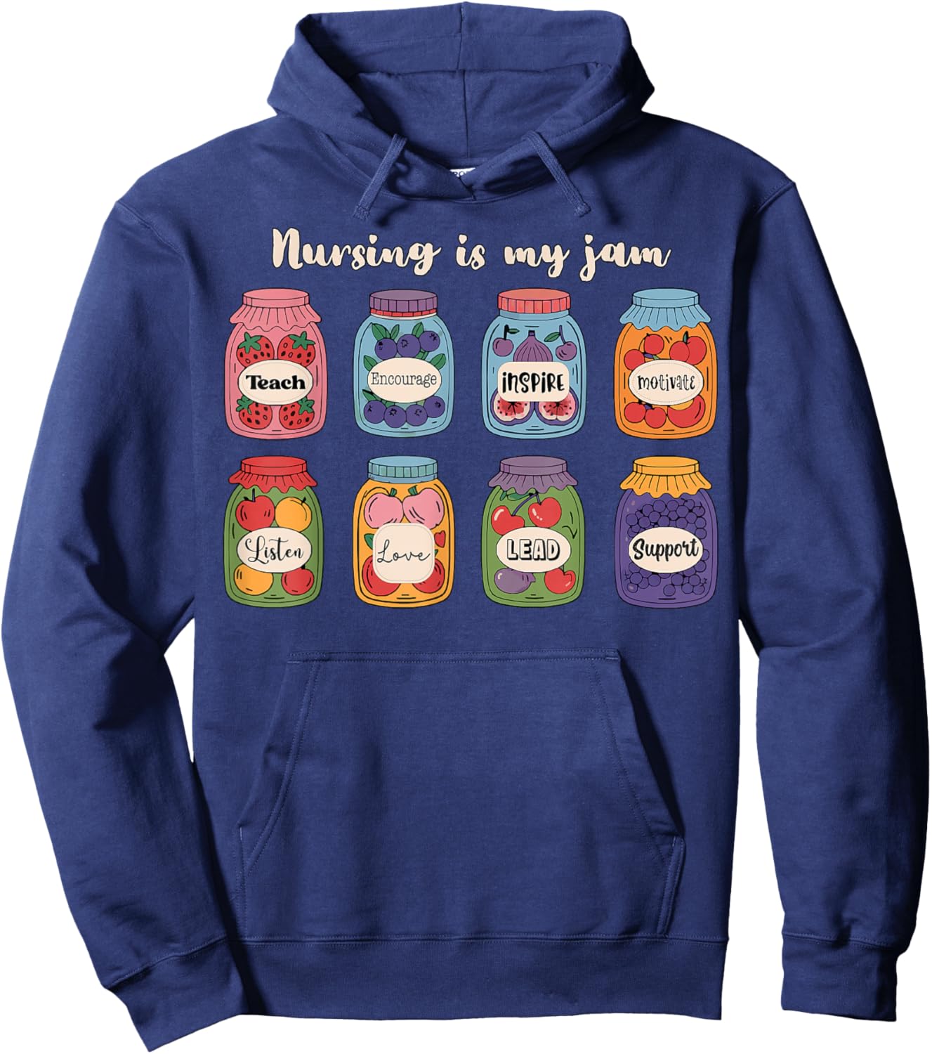 Nursing is My Jam Fun Preschool Nurse Appreciation Hoodie - Hoodie | Navy