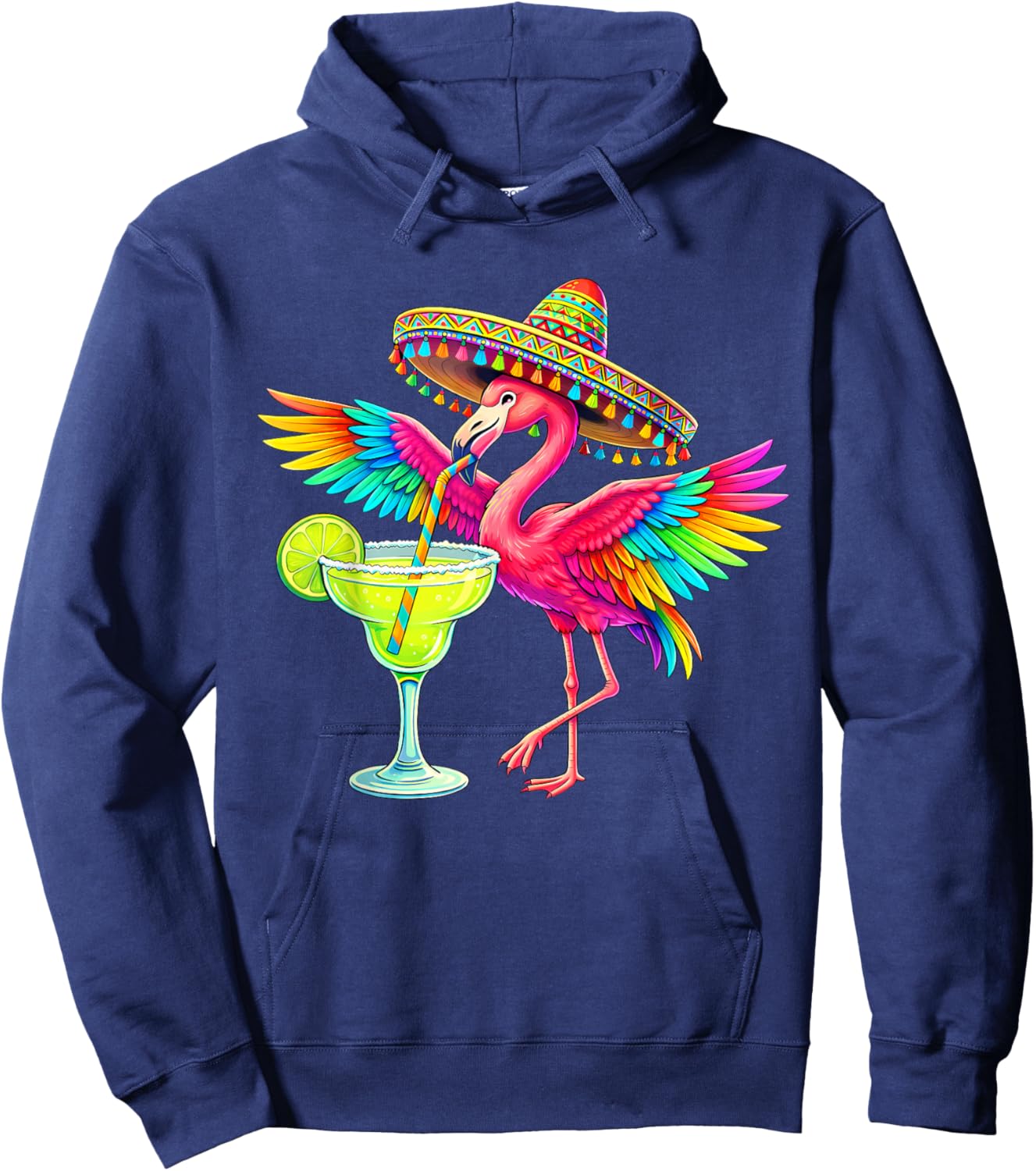 Flamingo Margarita Cinco De Mayo Mexican Party Fiesta Hoodie - Hoodie | Navy