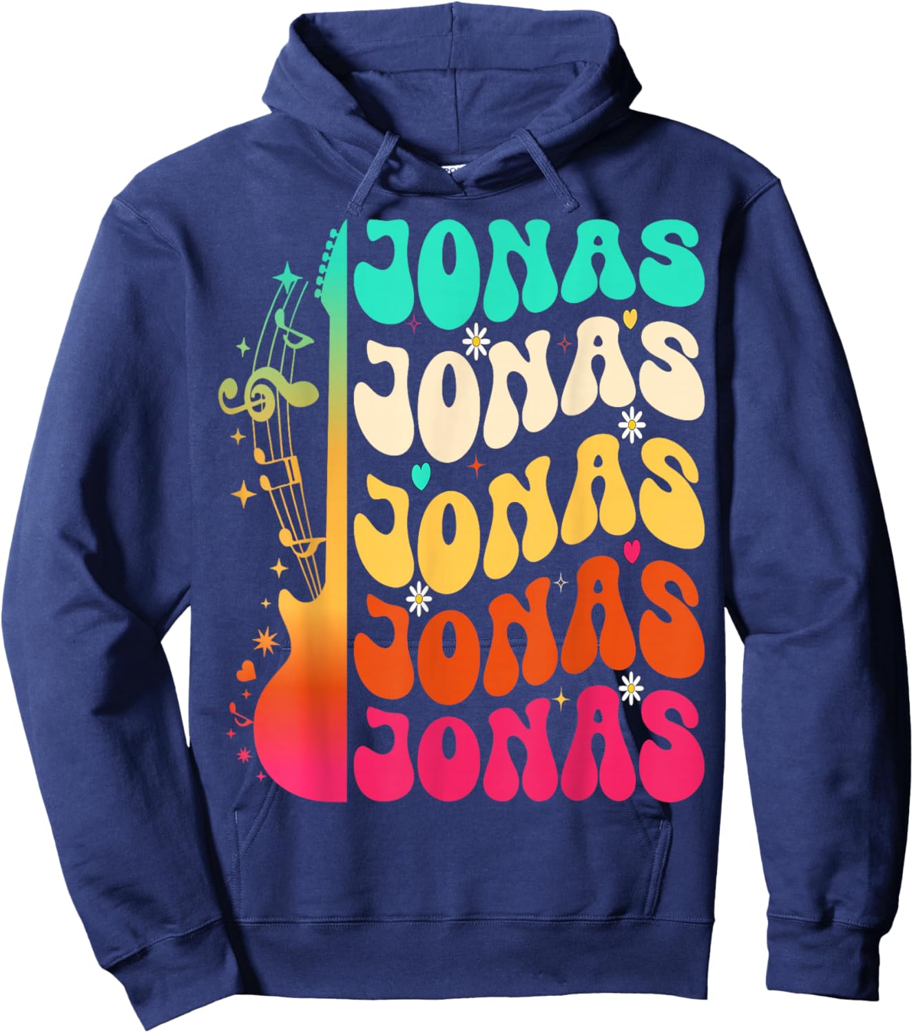 Retro Jonas First Name I Love Jonas 80's Groovy Hoodie - Hoodie | Navy