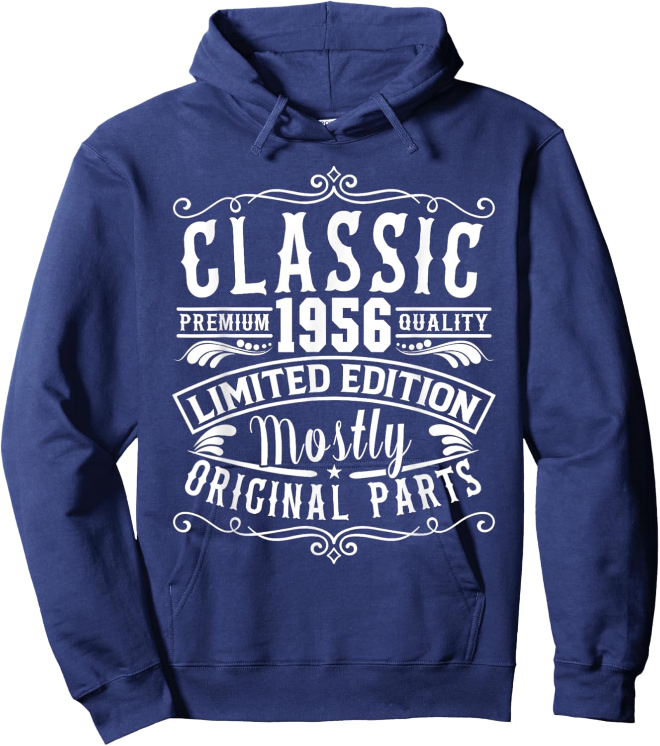 Born in 1956 Birthday, Classic Mostly Original Parts Funny Hoodie - Hoodie | Navy
