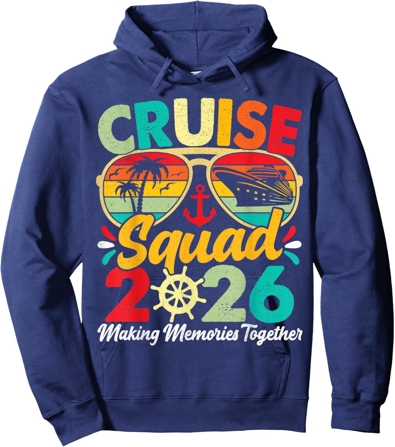 Cruise Squad 2026 Summer Vacation Matching Family Vintage Hoodie - Hoodie | Navy