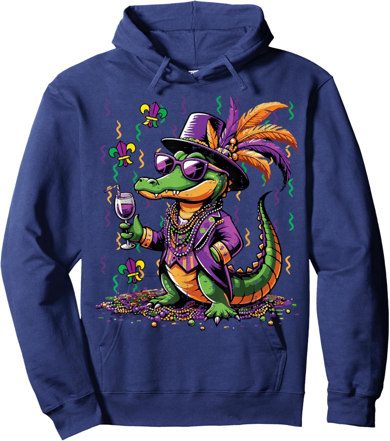 Mardi Gras Alligator Costume Carnival New Orleans Women Men Hoodie - Hoodie | Navy