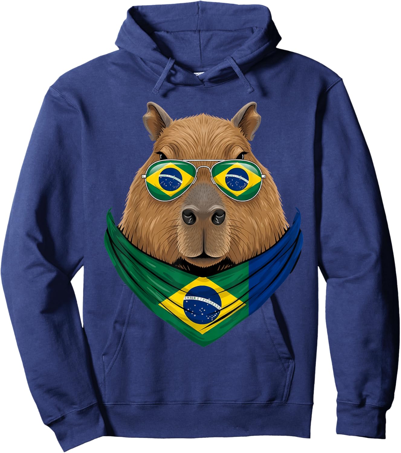 Brasil Flag Capybara Brazilian Pride Brasilian Roots Brazil Hoodie - Hoodie | Navy