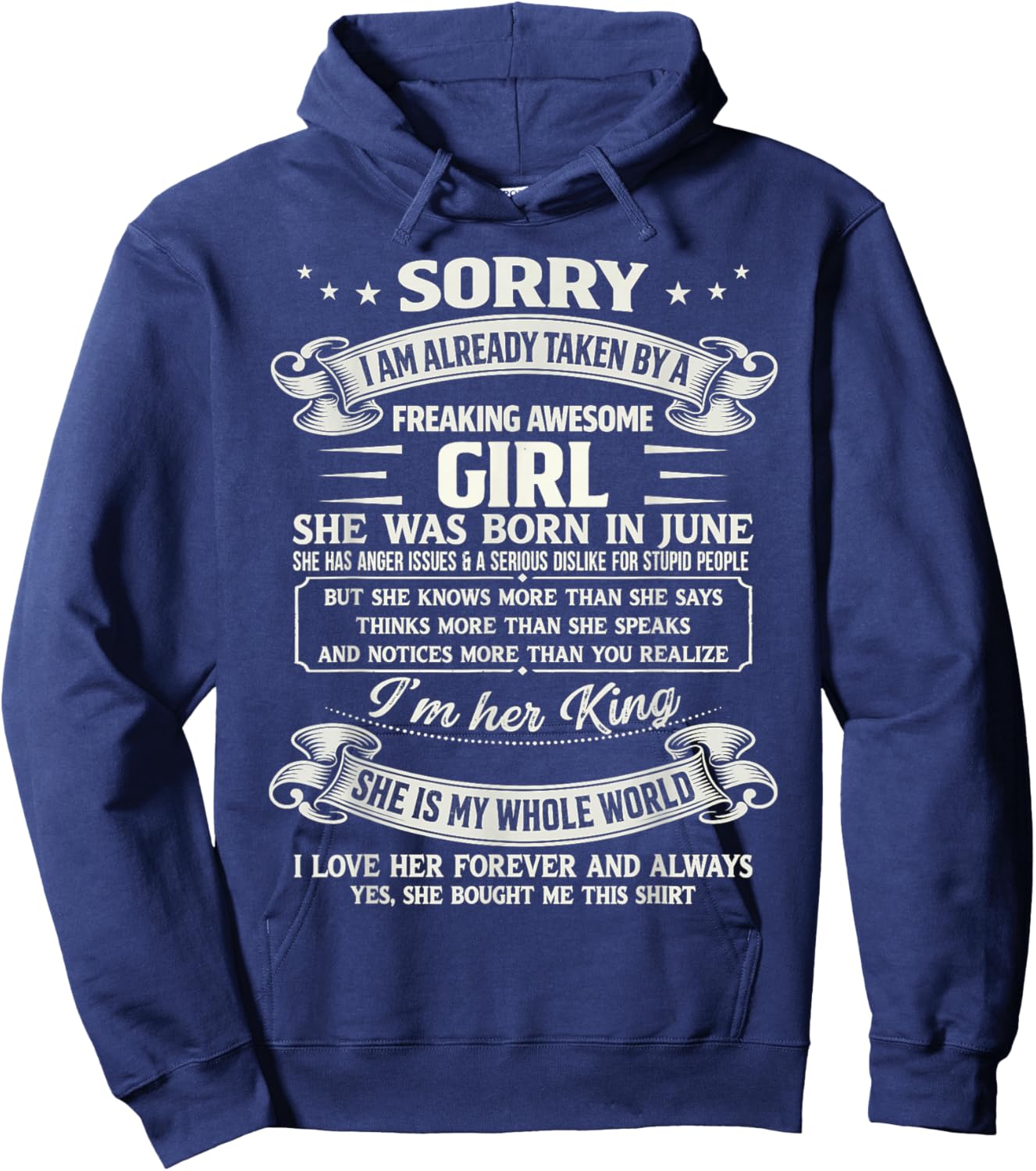 I Am Already Taken by Freaking Awesome Girl Born in June Hoodie - Hoodie | Navy