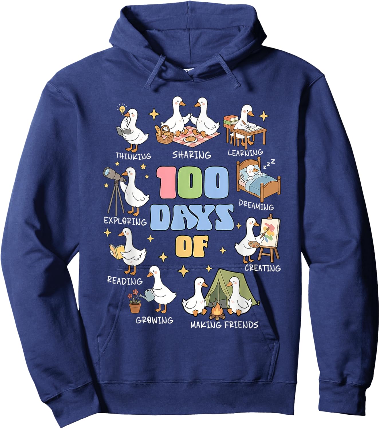100 Days of Being A Silly Goose 100th Day of School Goose Hoodie - Hoodie | Navy