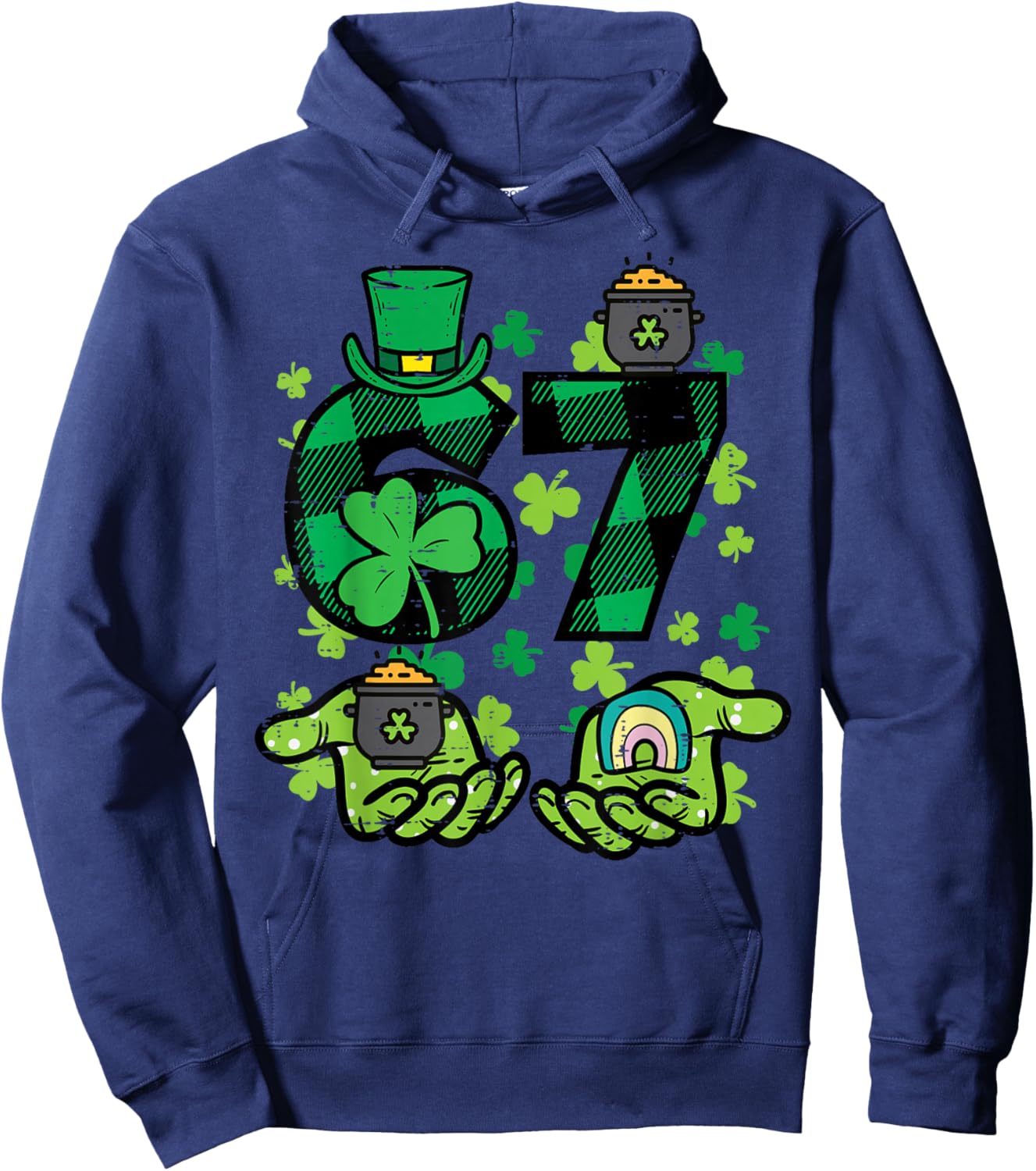 6 7 St Patricks Day 67 Paddys Six Seven Meme Boys Kids Youth Hoodie - Hoodie | Navy