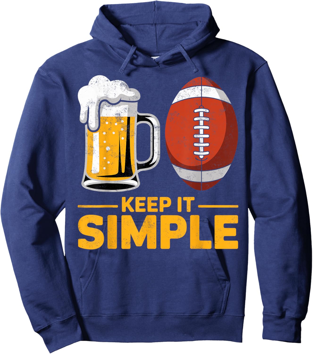 Keep it Simple Football and Beer Fan Game Day Joke Hoodie - Hoodie | Navy