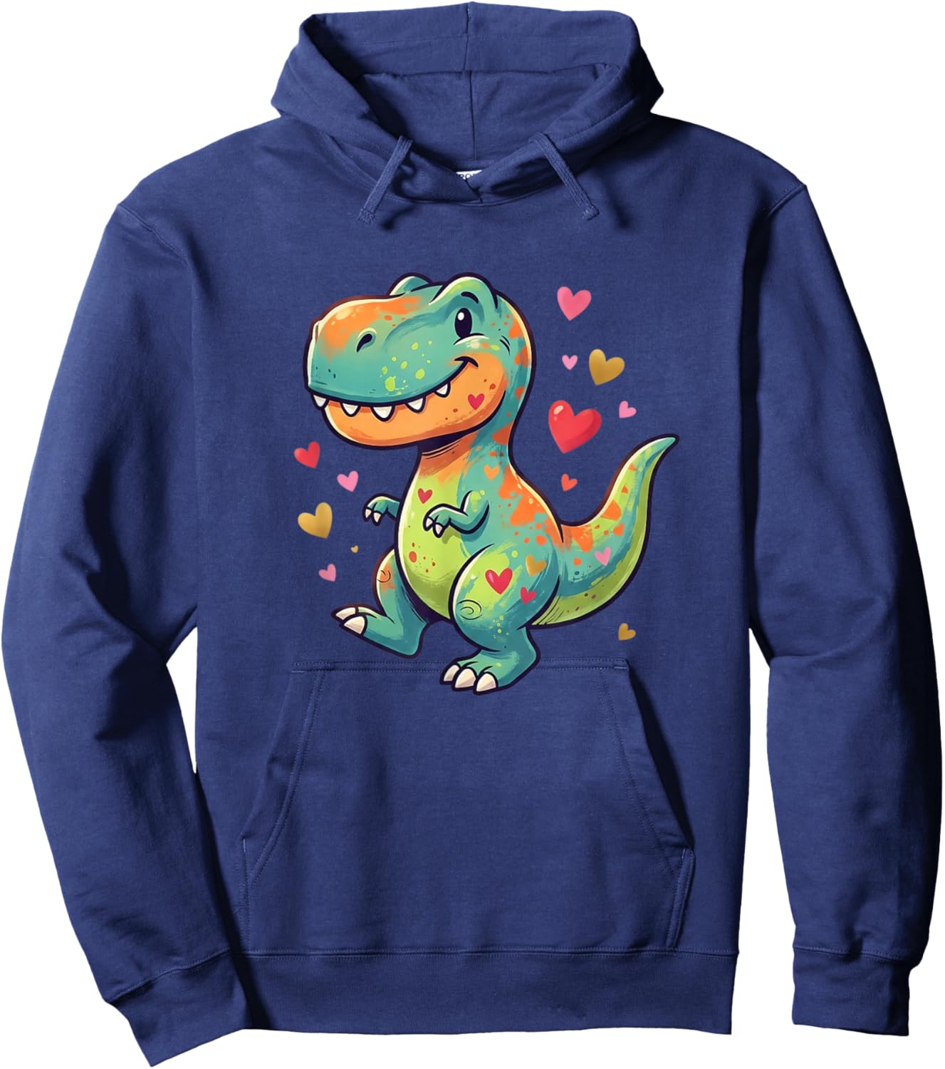 Valentines Cute T Rex Dinosaur with Hearts Hoodie - Hoodie | Navy