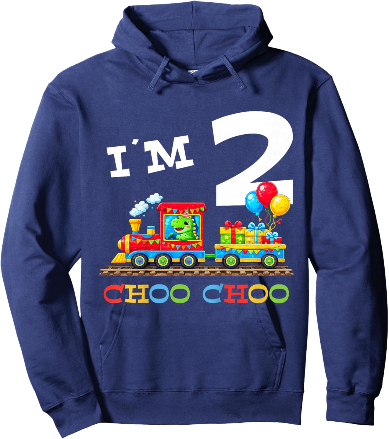 Train Birthday 2 Year Old Hoodie - Hoodie | Navy