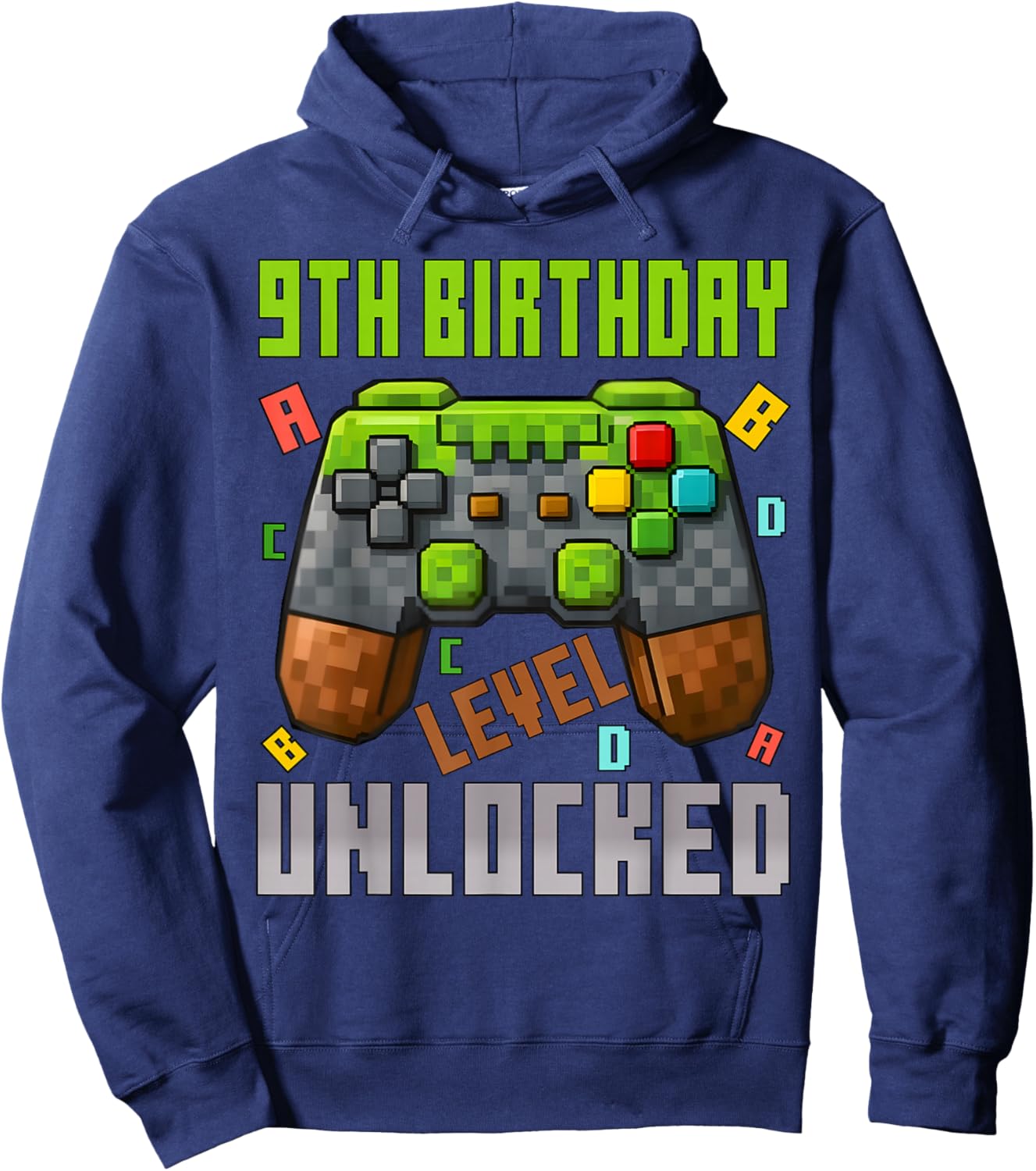 9th Birthday Boy Level 9 Unlocked Birthday Boy 9 Years Old Hoodie - Hoodie | Navy