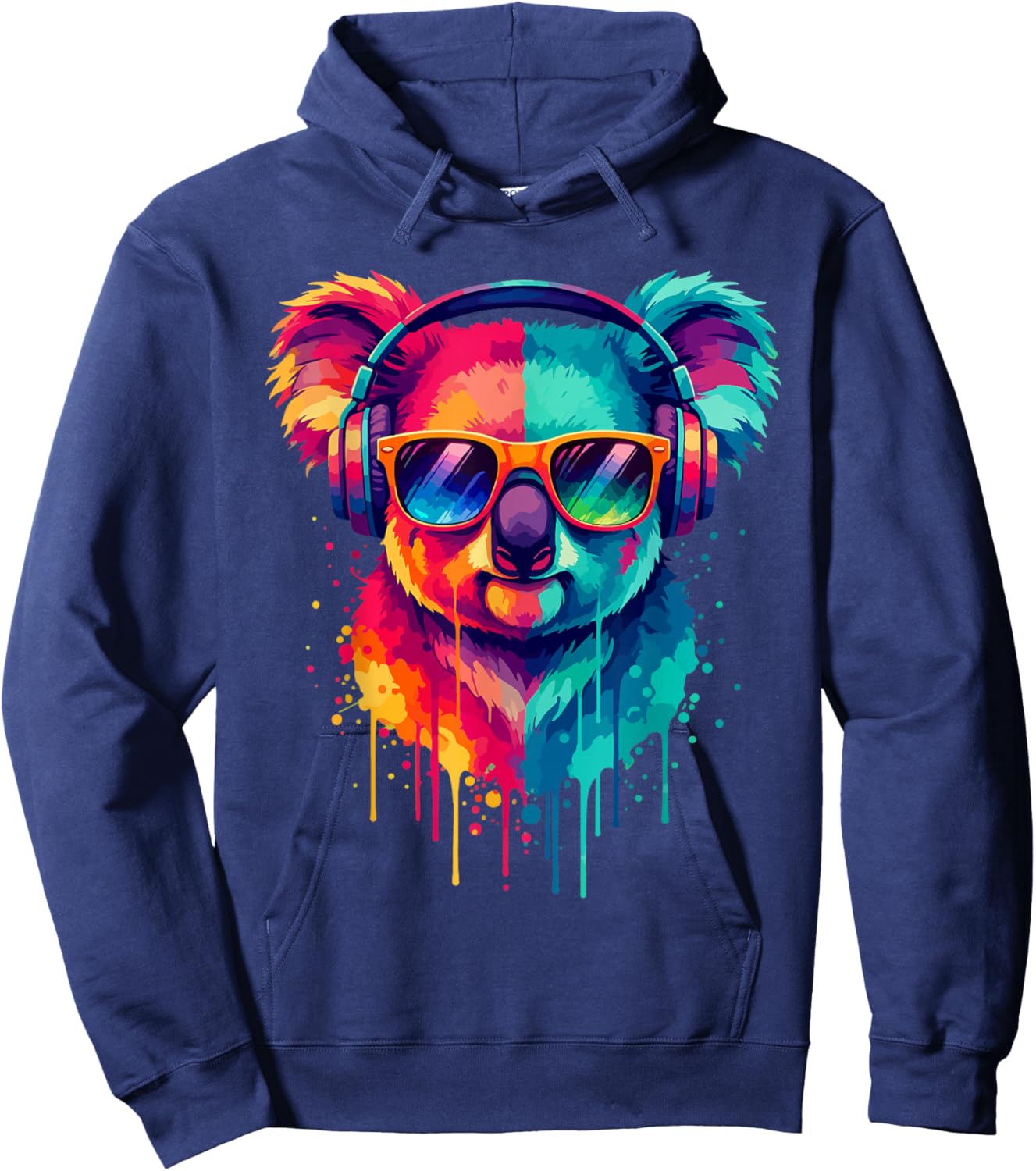 Koala Bear Wearing Headphones and Sunglasses EDM Rave Design Hoodie - Hoodie | Navy