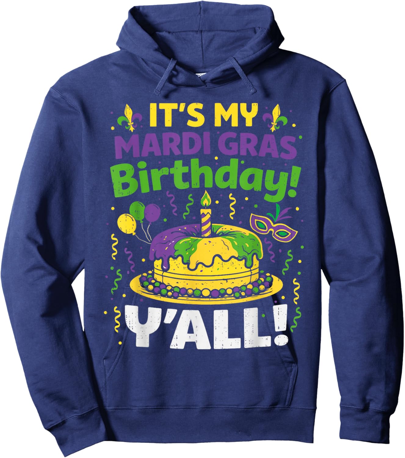 Mardi Gras Birthday Carnival Queen Men Women Boys Girl Kids Hoodie - Hoodie | Navy