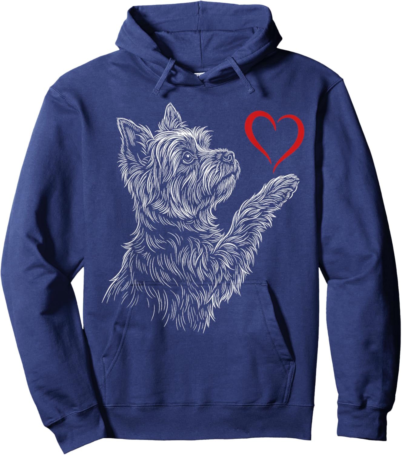 Yorkshire Terrier Lover Dog Yorkie Holding Heart Valentines Hoodie - Hoodie | Navy