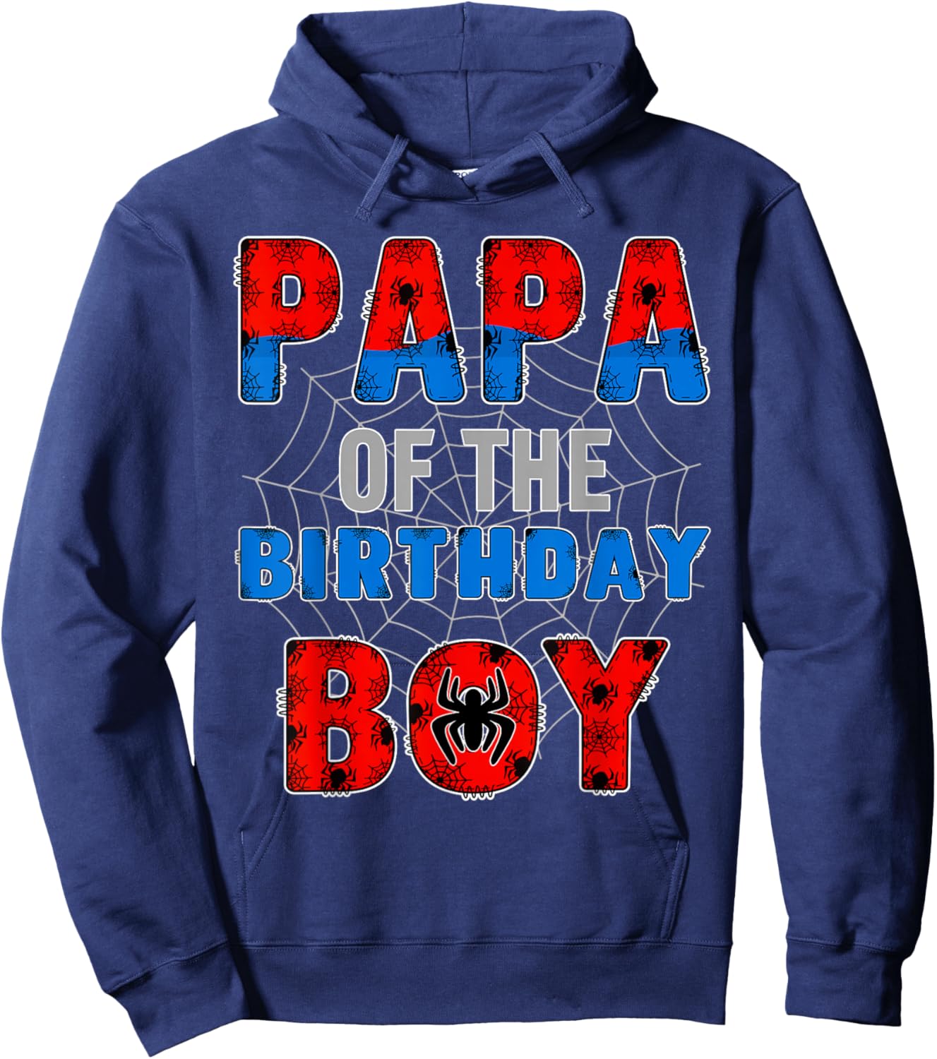 Papa of the Birthday Boy Family Spider Web Birthday Party Hoodie - Hoodie | Navy