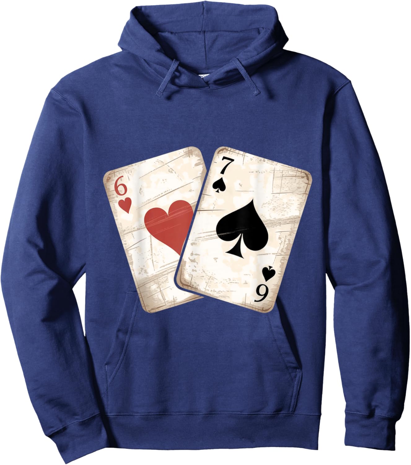 Six Seven Playing Cards Vintage 67 Funny Meme Classic Humor Hoodie - Hoodie | Navy
