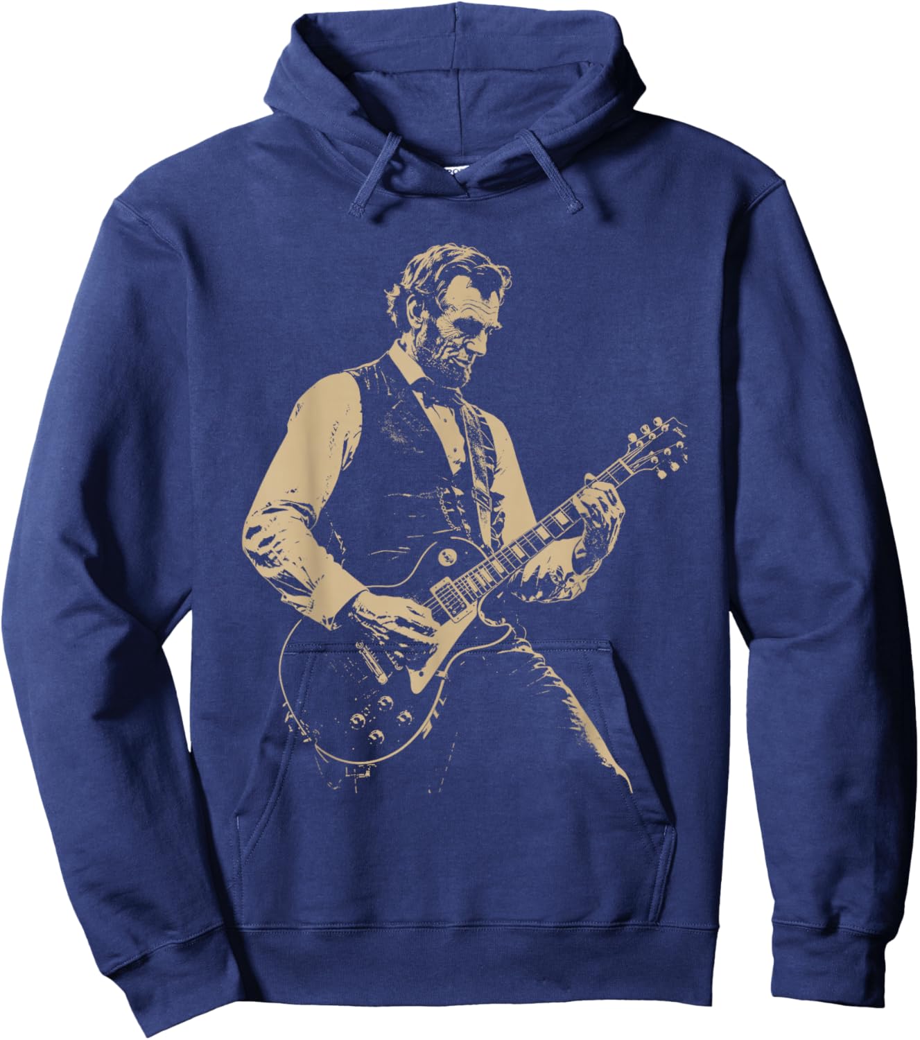 Abraham Lincoln Playing Guitar Retro Vintage Abe Lincoln Hoodie - Hoodie | Navy